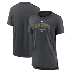 San Diego Padres Nike Women's Authentic Collection Early Work Tri-Blend T-Shirt - Heather Charcoal T-shirts