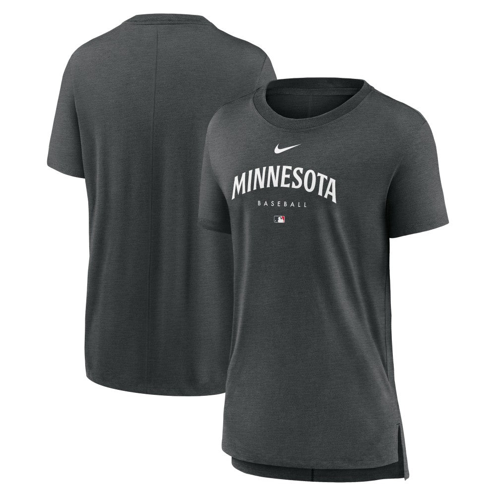 Minnesota Twins Nike Women's Authentic Collection Early Work Tri-Blend T-Shirt - Heather Charcoal T-shirts