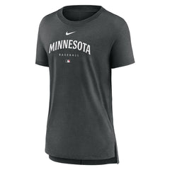 Minnesota Twins Nike Women's Authentic Collection Early Work Tri-Blend T-Shirt - Heather Charcoal T-shirts