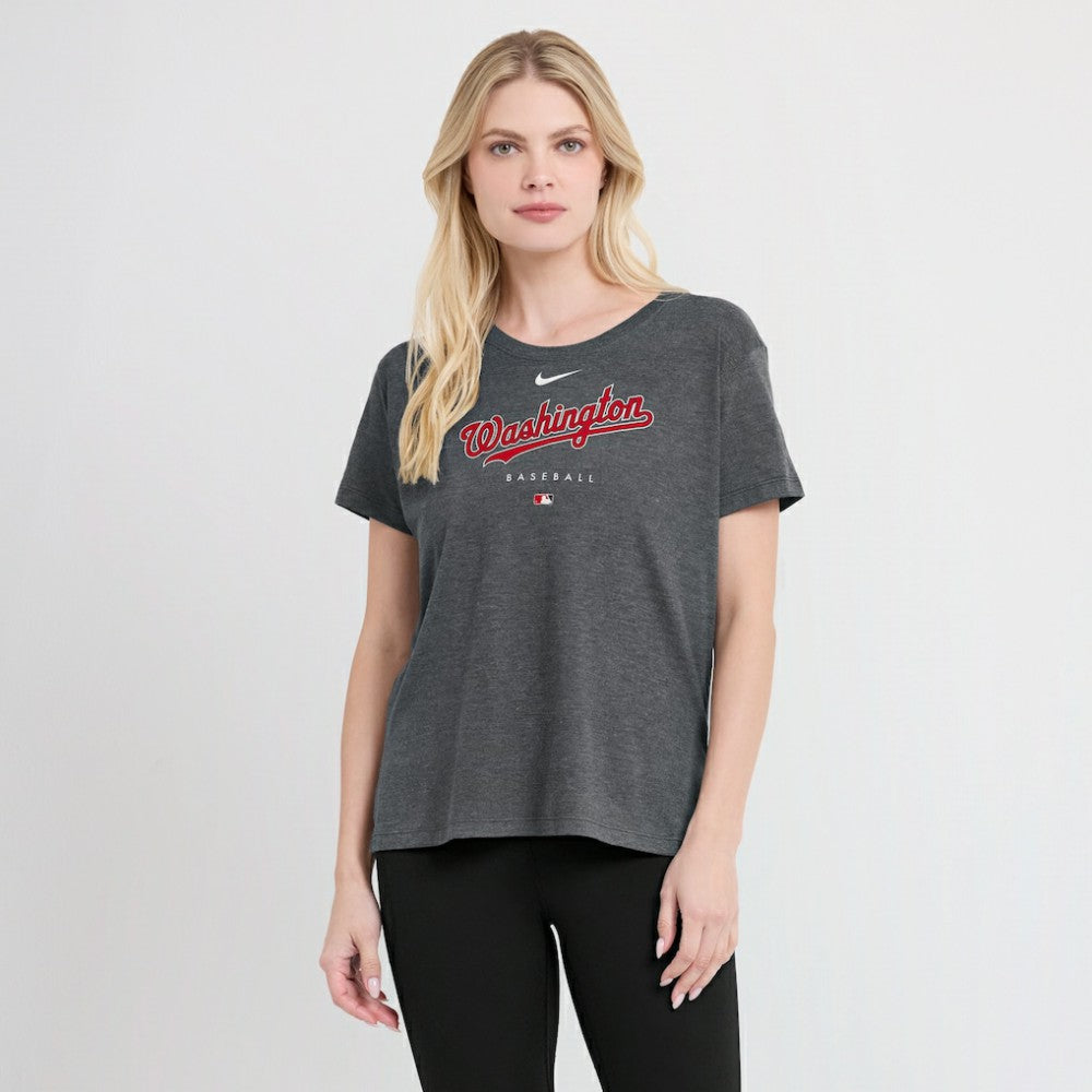 Washington Nationals Nike Women's Authentic Collection Early Work Tri-Blend T-Shirt - Heather Charcoal T-shirts