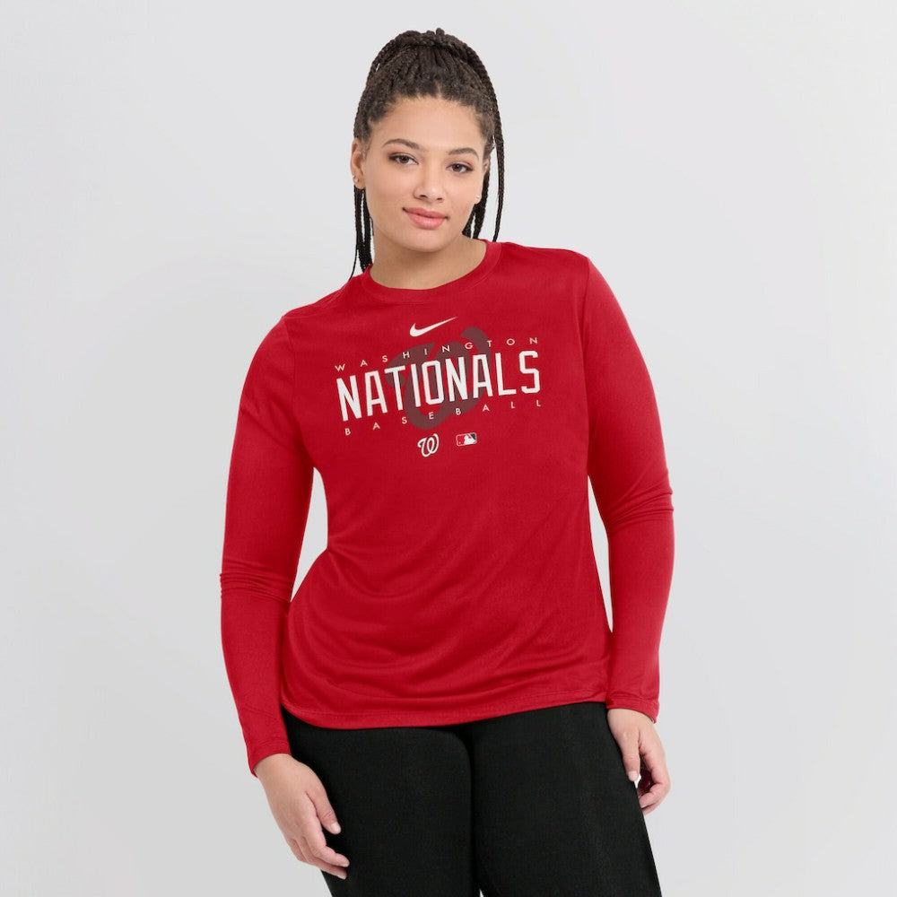 Washington Nationals Nike Women's Authentic Collection Legend Performance Long Sleeve T-Shirt - Red T-shirts