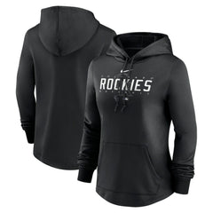 Colorado Rockies Nike Women's Authentic Collection Pregame Performance Pullover Hoodie - Black Hoodies