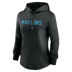 Miami Marlins Nike Women's Authentic Collection Pregame Performance Pullover Hoodie - Black Hoodies