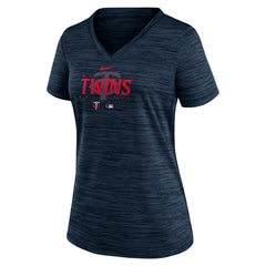 Minnesota Twins Nike Women's Authentic Collection Velocity Practice Performance V-Neck T-Shirt - Navy T-shirts