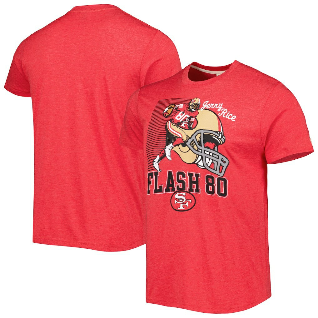Jerry Rice San Francisco 49ers Homage Unisex Caricature Retired Player Tri-Blend T-Shirt Scarlet