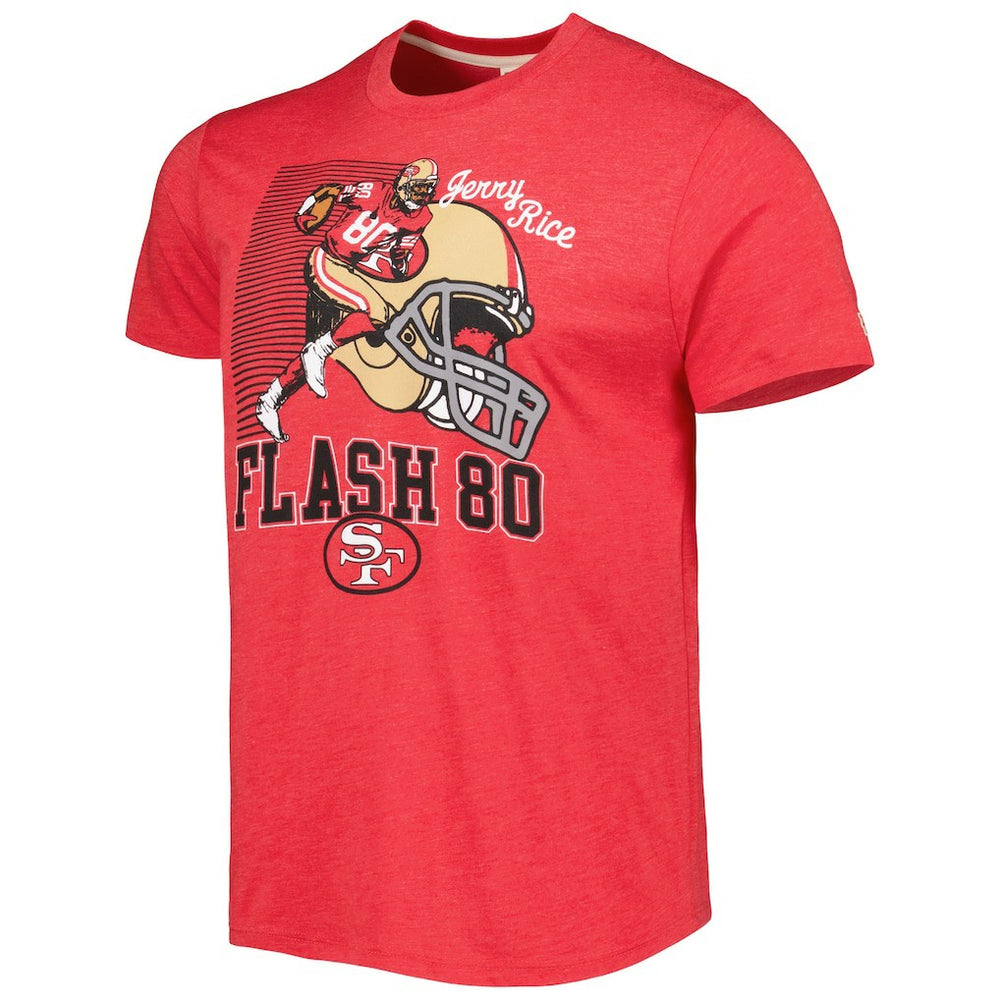 Jerry Rice San Francisco 49ers Homage Unisex Caricature Retired Player Tri-Blend T-Shirt Scarlet