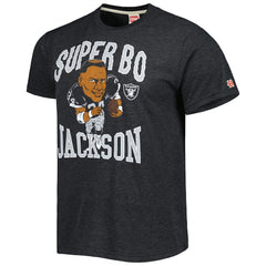 Bo Jackson Las Vegas Raiders Homage Unisex Unisex Caricature Retired Player Tri-Blend T-Shirt Heather Black