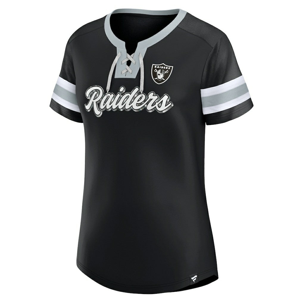 Las Vegas Raiders Women's Plus Size Original State Lace-Up T-Shirt Black