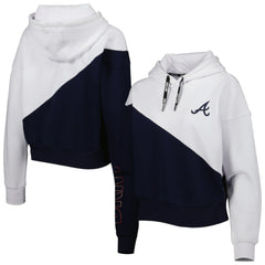 Atlanta Braves DKNY Sport Women's Bobbi Colorblock Pullover Hoodie - Navy/White Hoodies