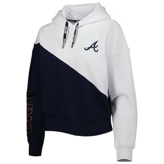 Atlanta Braves DKNY Sport Women's Bobbi Colorblock Pullover Hoodie - Navy/White Hoodies