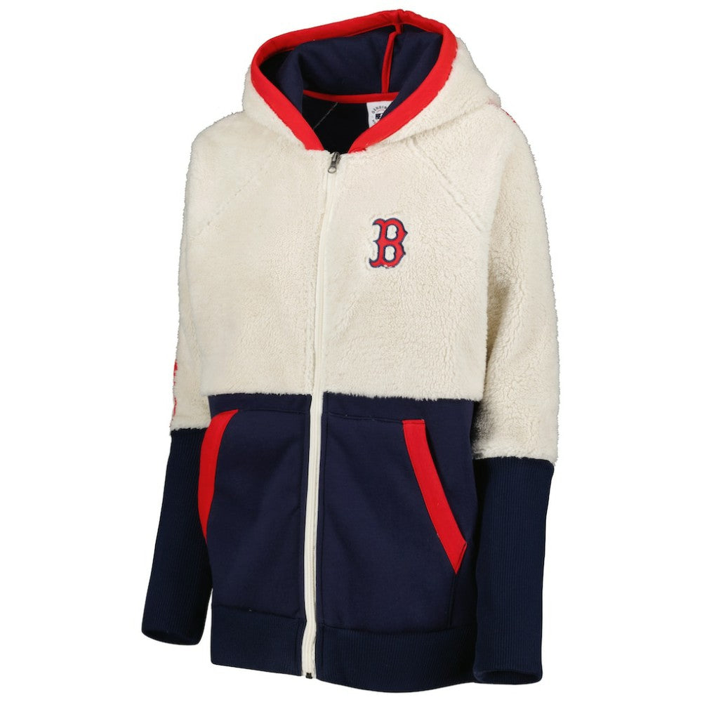 Boston Red Sox G-III 4Her by Carl Banks Women's Shuffle It Raglan Full-Zip Hoodie - Oatmeal/Navy Hoodies