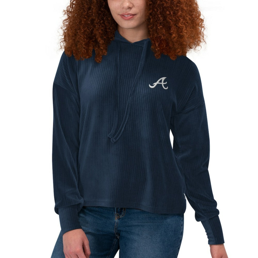 Atlanta Braves Touch Women's End Line Pullover Hoodie - Navy Hoodies