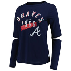 Atlanta Braves Touch Women's Formation Long Sleeve T-Shirt - Navy T-shirts