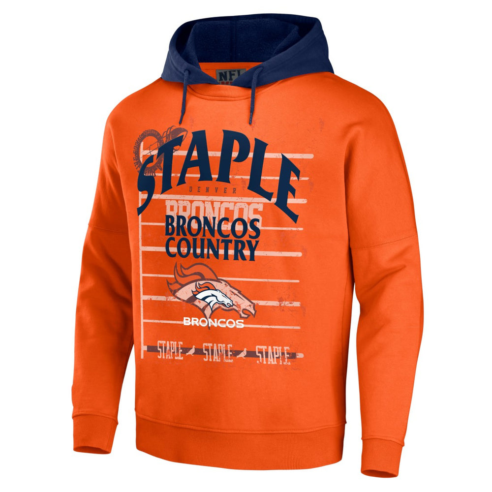 Denver Broncos NFL x Staple Throwback Vintage Wash Pullover Hoodie Orange