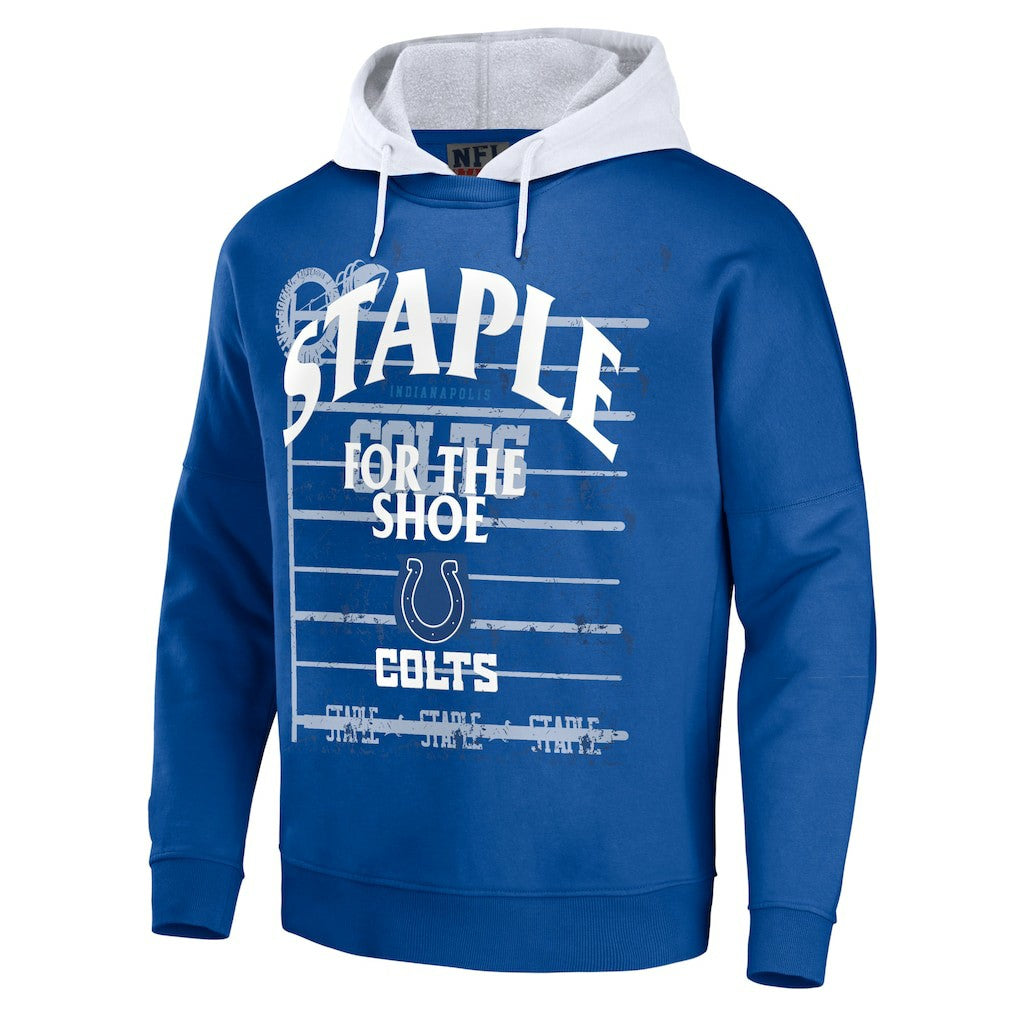 Indianapolis Colts NFL x Staple Throwback Vintage Wash Pullover Hoodie Blue