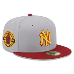 New York Yankees New Era World Series Champions Navy Undervisor 59FIFTY Fitted Hat - Gray/Red Hats
