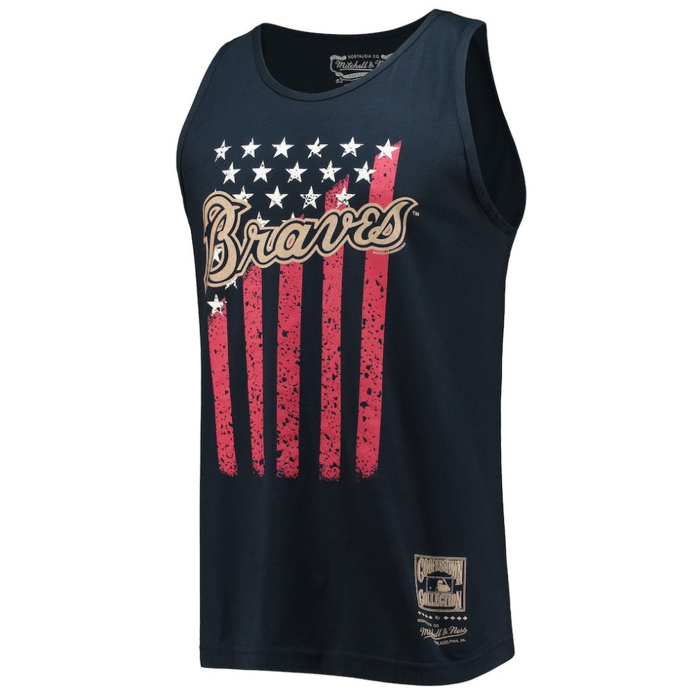 Atlanta Braves Mitchell & Ness Cooperstown Collection Stars and Stripes Tank Top - Navy Tanks