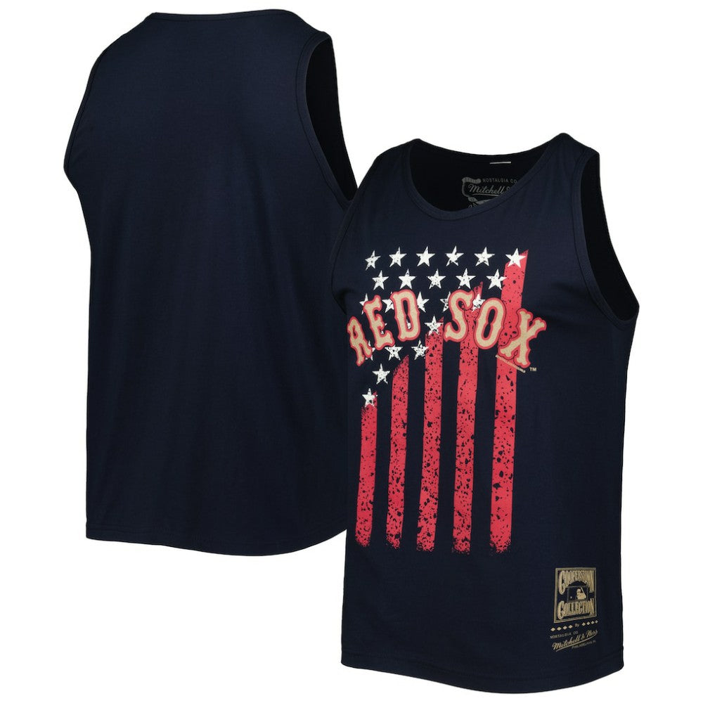 Boston Red Sox Mitchell & Ness Cooperstown Collection Stars and Stripes Tank Top - Navy Tanks
