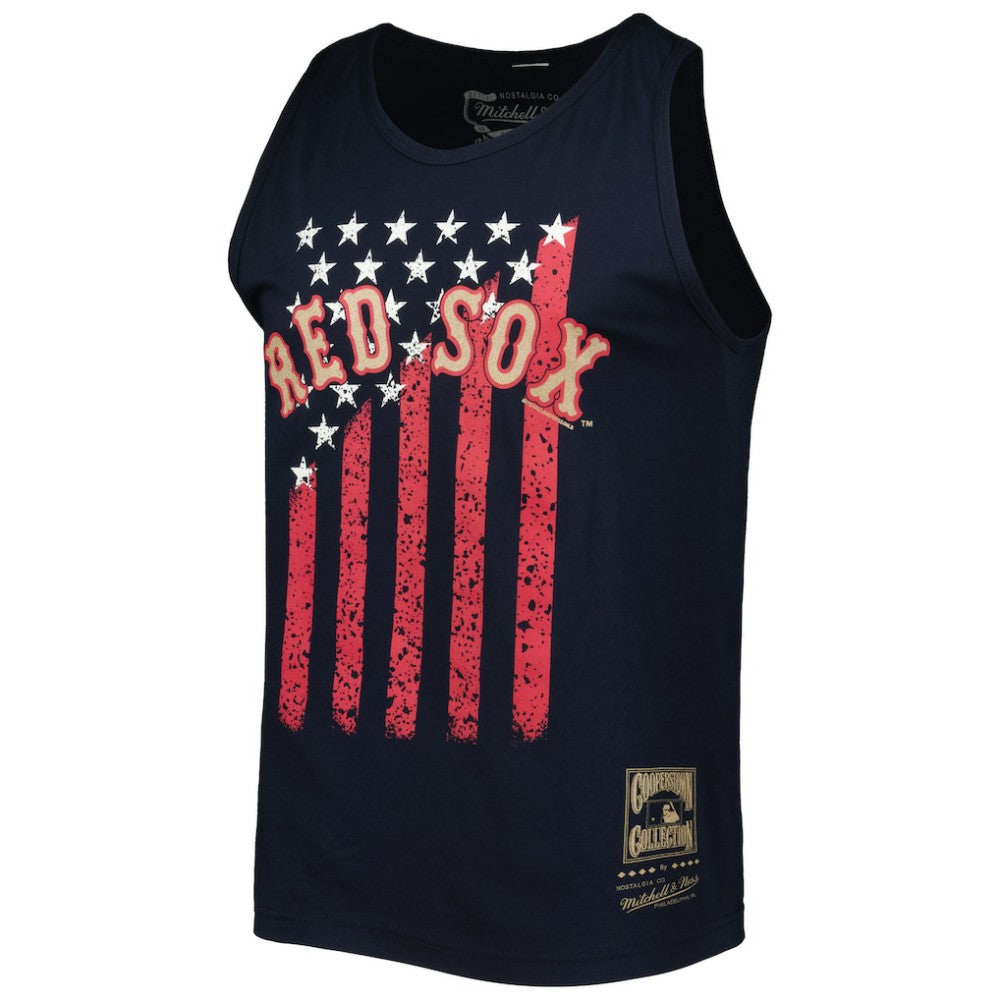 Boston Red Sox Mitchell & Ness Cooperstown Collection Stars and Stripes Tank Top - Navy Tanks