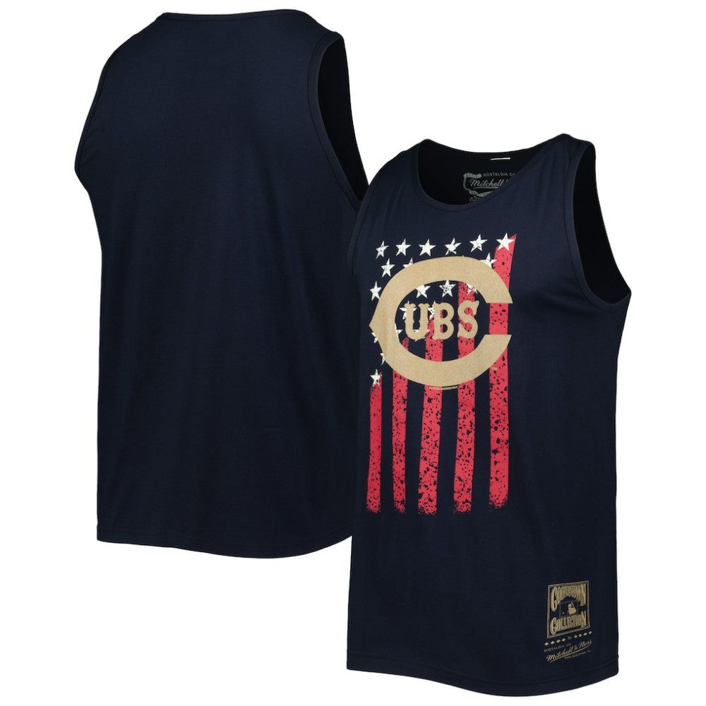Chicago Cubs Mitchell & Ness Cooperstown Collection Stars and Stripes Tank Top - Navy Tanks