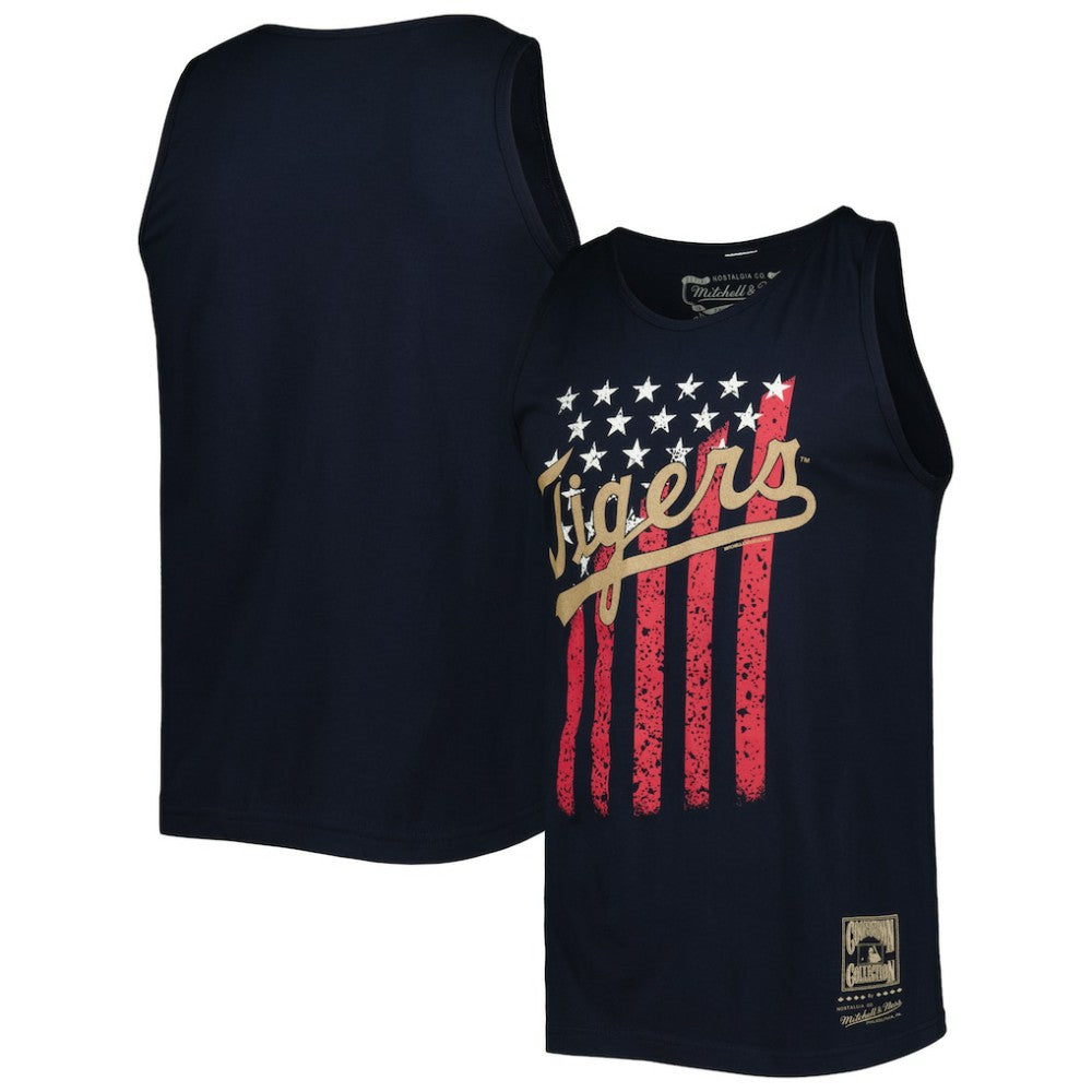 Detroit Tigers Mitchell & Ness Cooperstown Collection Stars and Stripes Tank Top - Navy Tanks