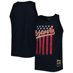 Milwaukee Brewers Mitchell & Ness Cooperstown Collection Stars and Stripes Tank Top - Navy Tanks