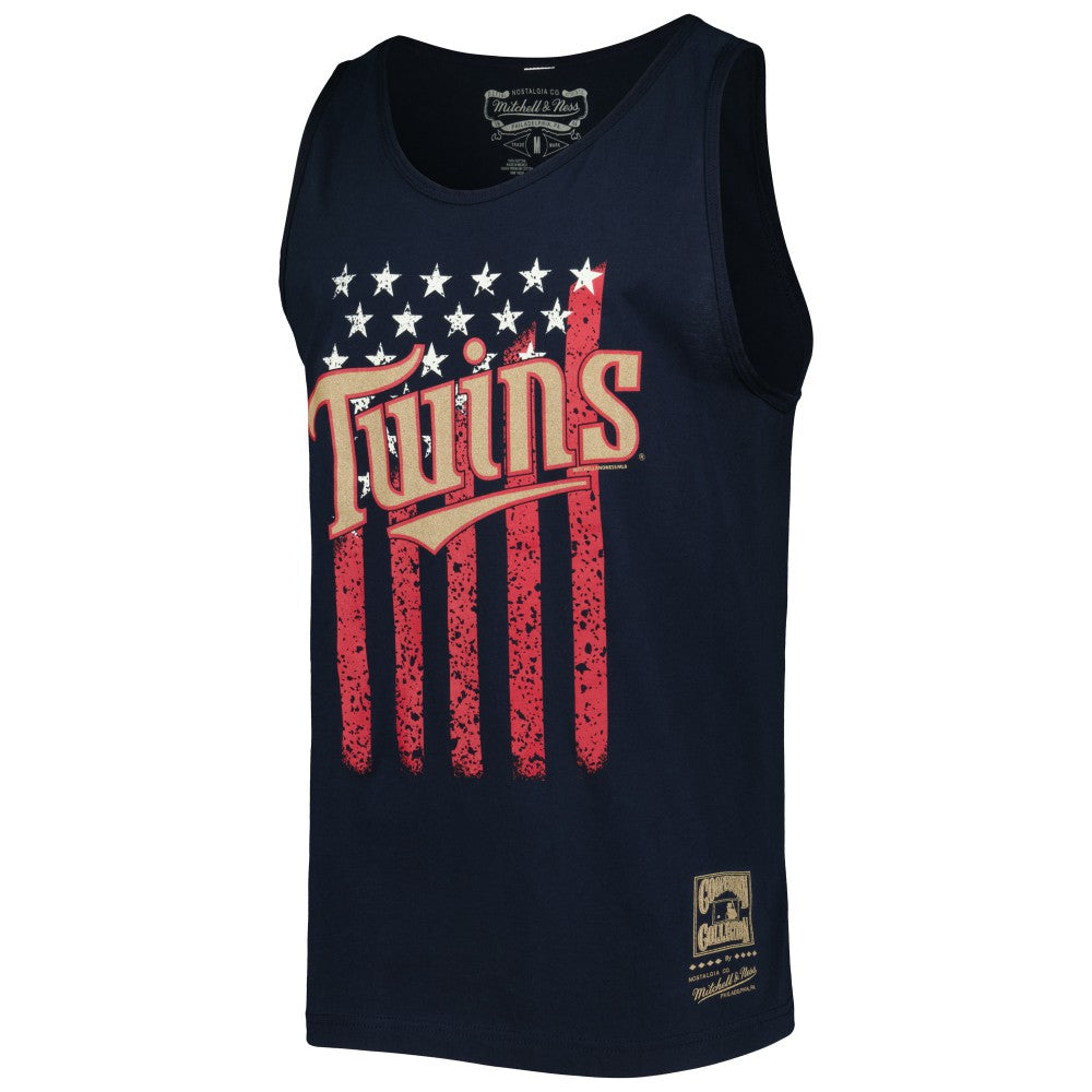 Minnesota Twins Mitchell & Ness Cooperstown Collection Stars and Stripes Tank Top - Navy Tanks