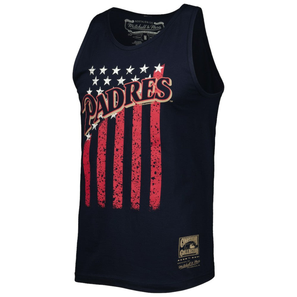 San Diego Padres Mitchell & Ness Cooperstown Collection Stars and Stripes Tank Top - Navy Tanks