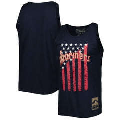 Seattle Mariners Mitchell & Ness Cooperstown Collection Stars and Stripes Tank Top - Navy Tanks