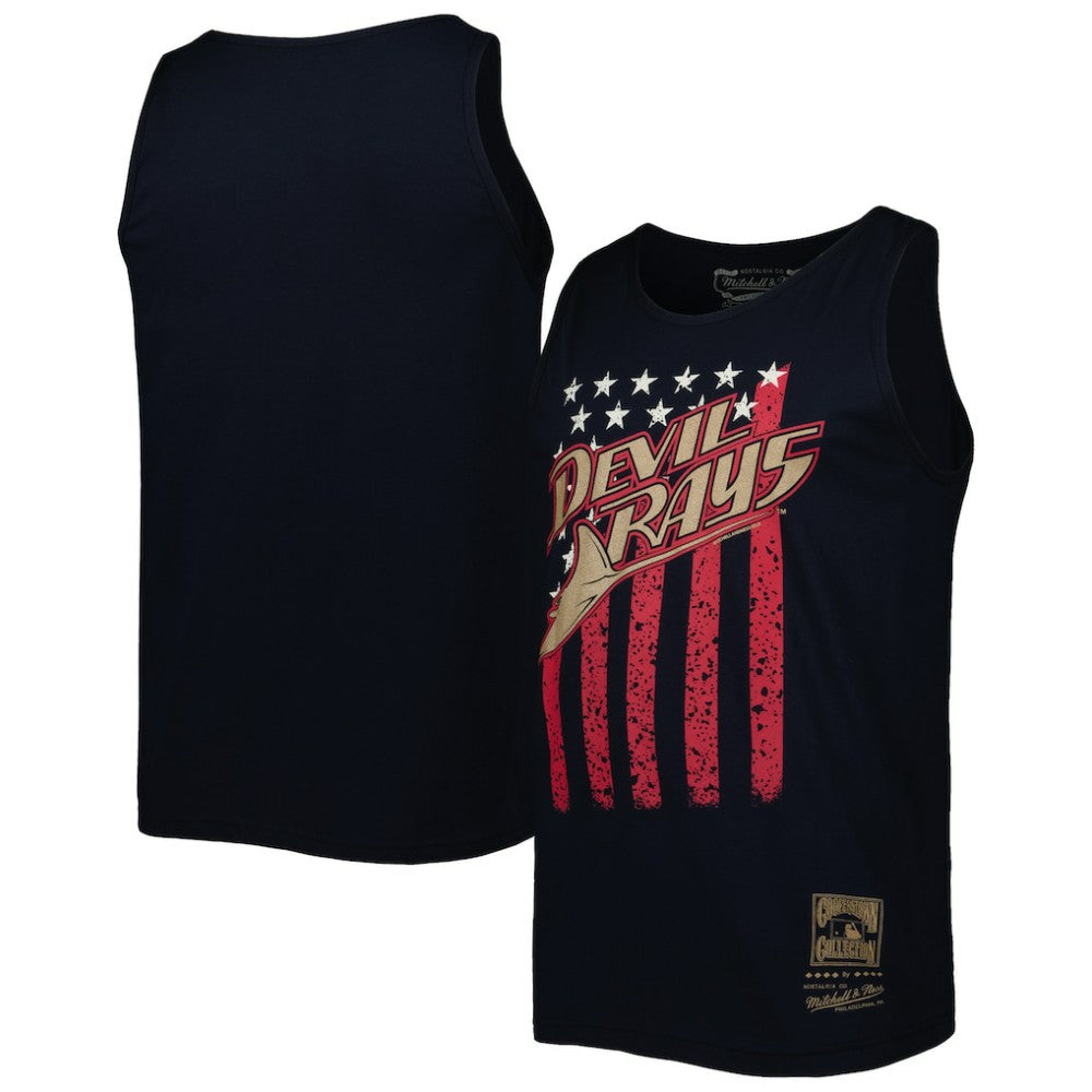 Tampa Bay Rays Mitchell & Ness Cooperstown Collection Stars and Stripes Tank Top - Navy Tanks