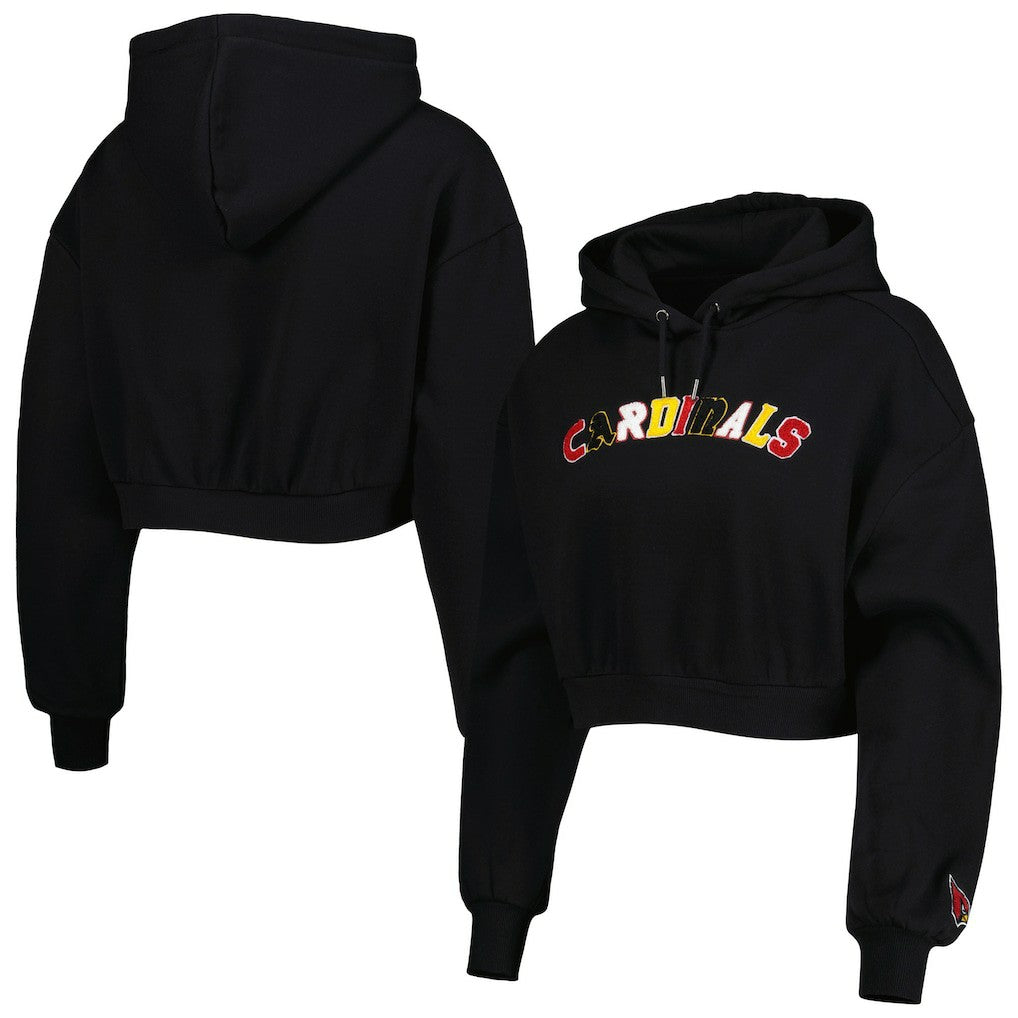Arizona Cardinals The Wild Collective Women's Cropped Pullover Hoodie Black
