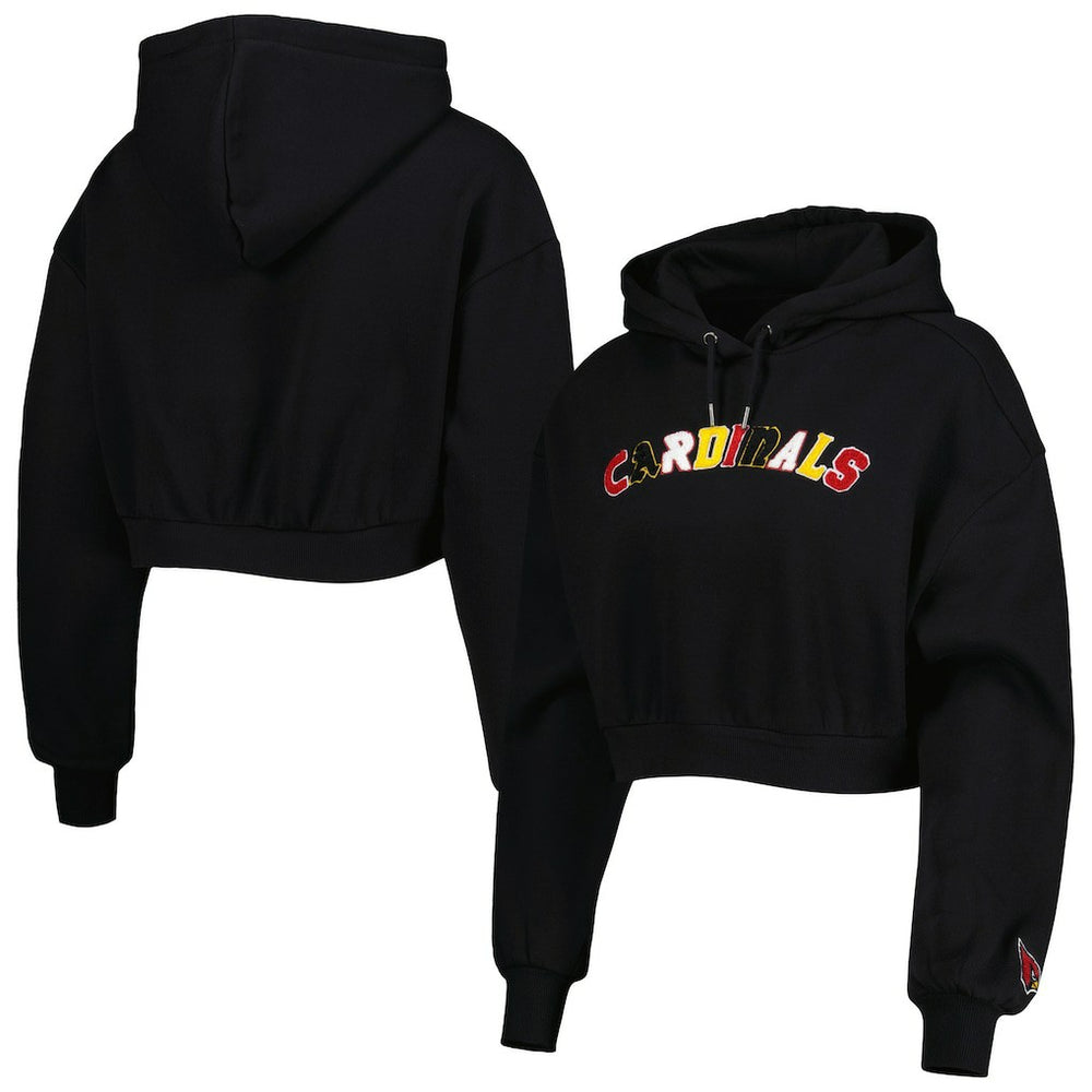 Arizona Cardinals The Wild Collective Women's Cropped Pullover Hoodie Black