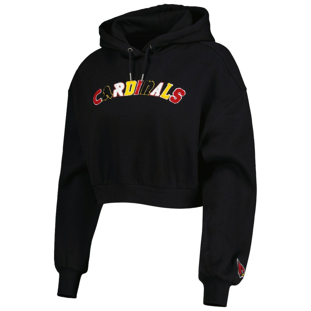 Arizona Cardinals The Wild Collective Women's Cropped Pullover Hoodie Black