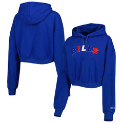Buffalo Bills The Wild Collective Women's Cropped Pullover Hoodie Royal