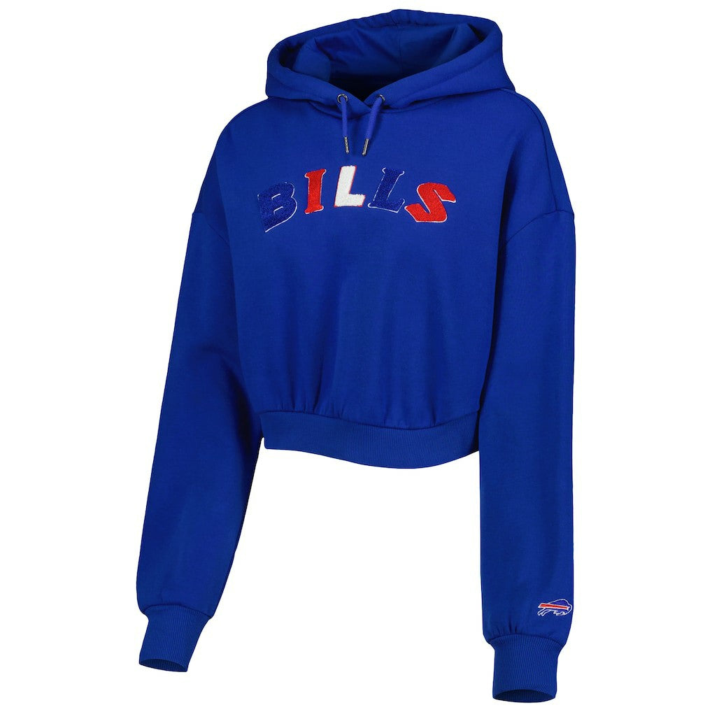 Buffalo Bills The Wild Collective Women's Cropped Pullover Hoodie Royal