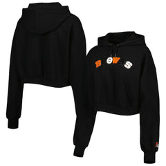 Cleveland Browns The Wild Collective Women's Cropped Pullover Hoodie Black