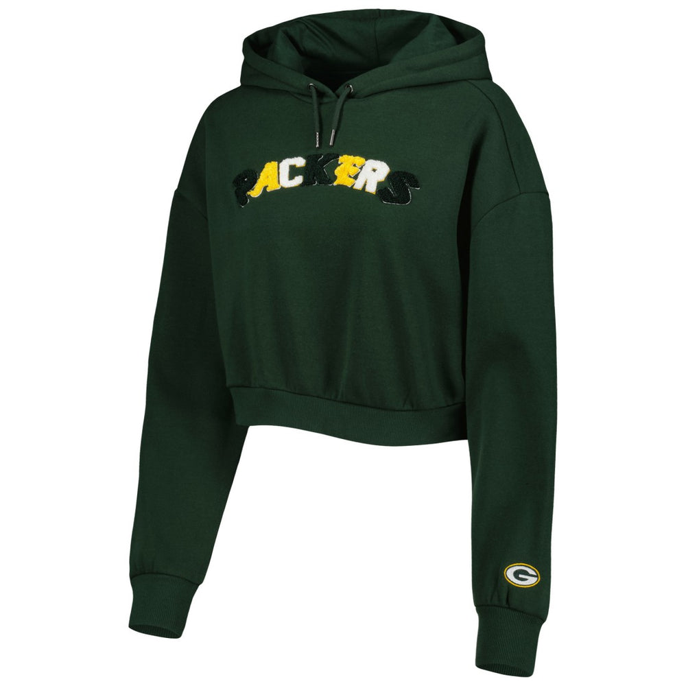 Green Bay Packers The Wild Collective Women's Cropped Pullover Hoodie Green