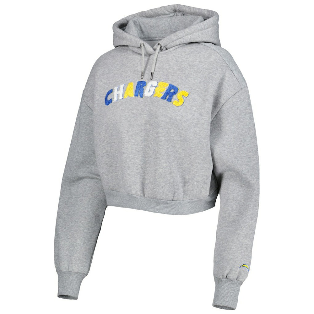 Los Angeles Chargers The Wild Collective Women's Cropped Pullover Hoodie Gray