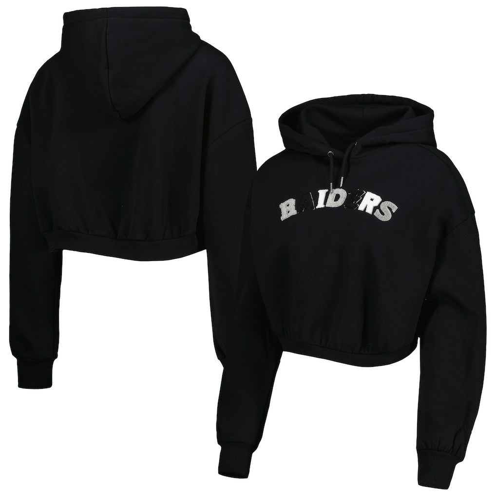 Las Vegas Raiders The Wild Collective Women's Cropped Pullover Hoodie Black