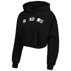 Las Vegas Raiders The Wild Collective Women's Cropped Pullover Hoodie Black