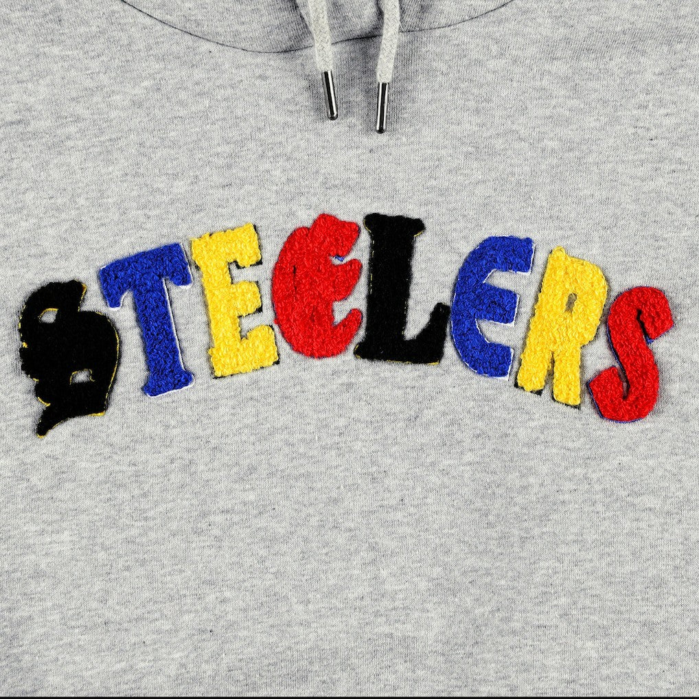 Pittsburgh Steelers The Wild Collective Women's Cropped Pullover Hoodie Gray