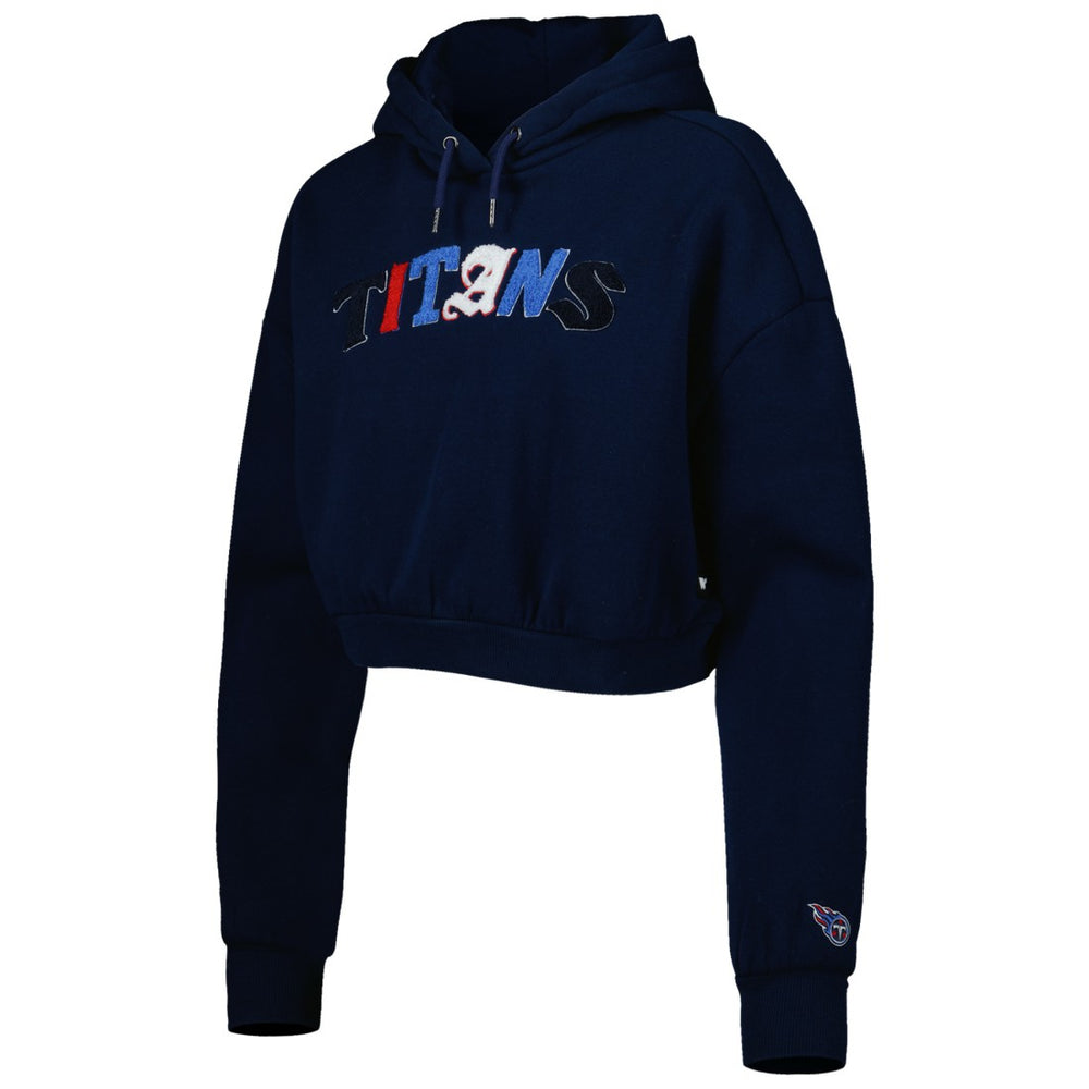 Tennessee Titans The Wild Collective Women's Cropped Pullover Hoodie Navy