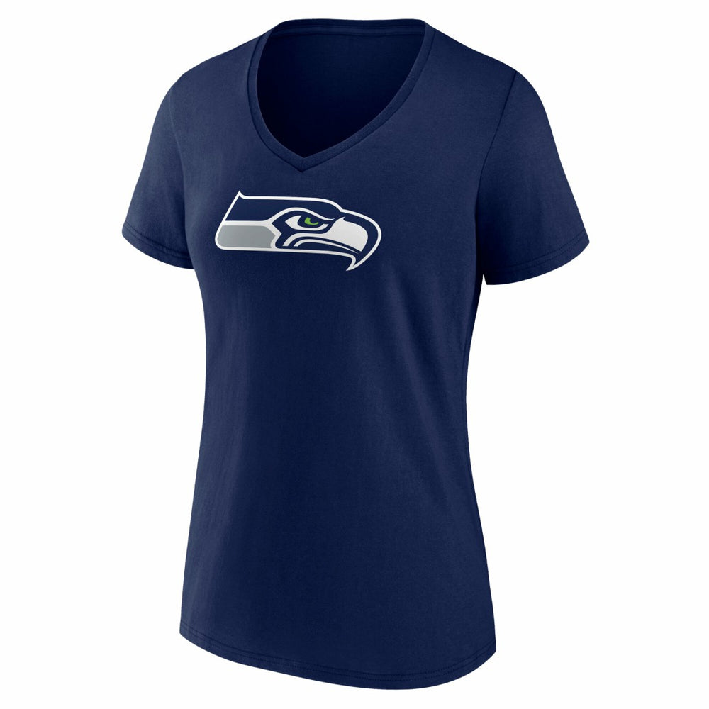 Seattle Seahawks Women's Icon Primary Logo V-Neck T-Shirt College Navy