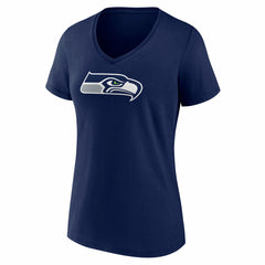 Seattle Seahawks Women's Icon Primary Logo V-Neck T-Shirt College Navy
