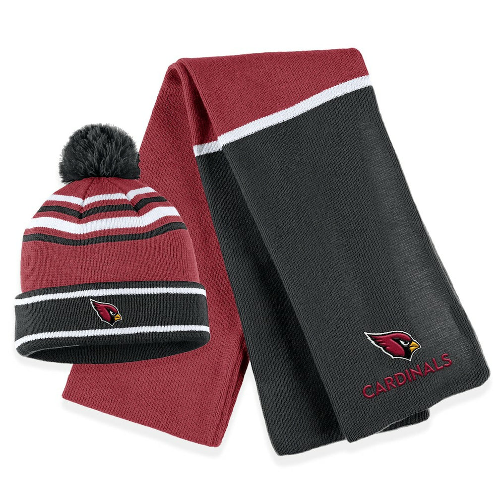 Arizona Cardinals WEAR by Erin Andrews Women's Colorblock Cuffed Knit Hat with Pom and Scarf Set Cardinal