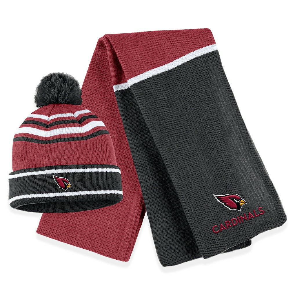Arizona Cardinals WEAR by Erin Andrews Women's Colorblock Cuffed Knit Hat with Pom and Scarf Set Cardinal