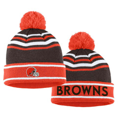 Cleveland Browns WEAR by Erin Andrews Women's Colorblock Cuffed Knit Hat with Pom and Scarf Set Orange