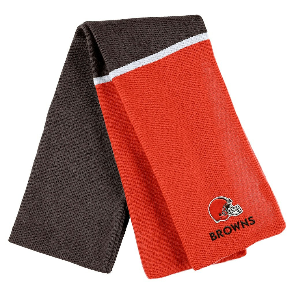 Cleveland Browns WEAR by Erin Andrews Women's Colorblock Cuffed Knit Hat with Pom and Scarf Set Orange