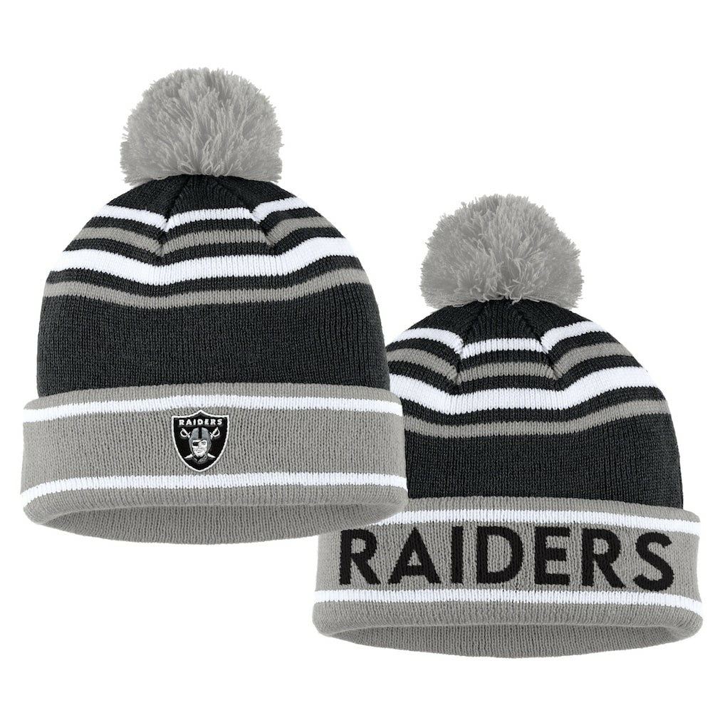 Las Vegas Raiders WEAR by Erin Andrews Women's Colorblock Cuffed Knit Hat with Pom and Scarf Set Black