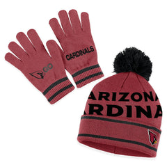 Arizona Cardinals WEAR by Erin Andrews Women's Double Jacquard Cuffed Knit Hat with Pom and Gloves Set Cardinal